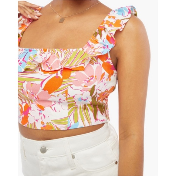JustFab Floral Ruffle Crop Tank Top NWT - Picture 2 of 12